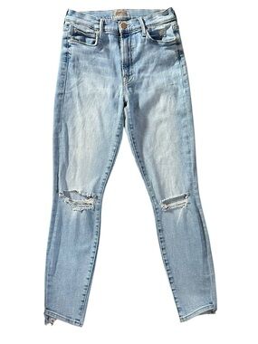 MOTHER Stunner Zip Ankle light wash cotton stretch blend ankle jeans size 28